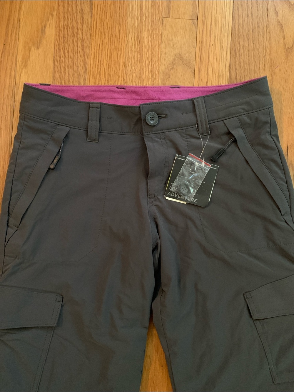 NWT Eddie Bauer Women's Charcoal Hiking Pants Pink Fleece Lining Women’s 4P - Picture 3 of 16